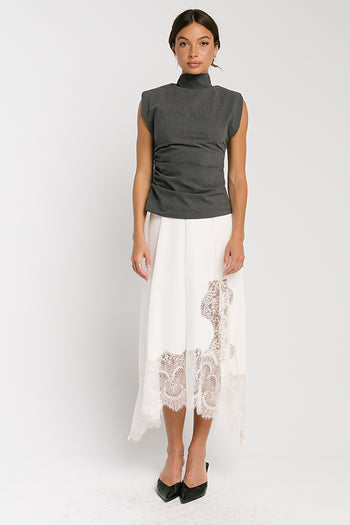 Rachelle Lace Midi Skirt in Cream