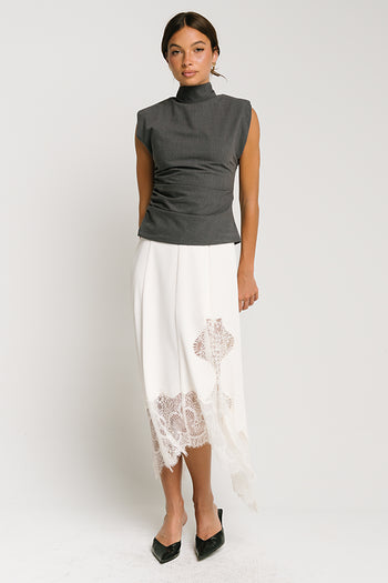 Rachelle Lace Midi Skirt in Cream