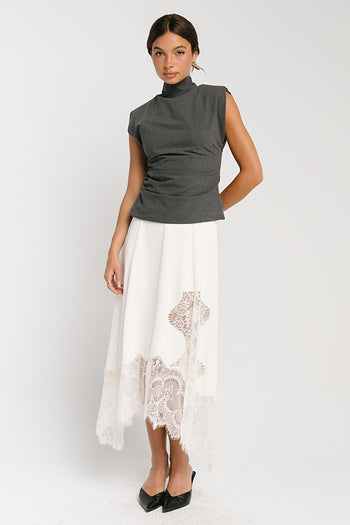 Rachelle Lace Midi Skirt in Cream