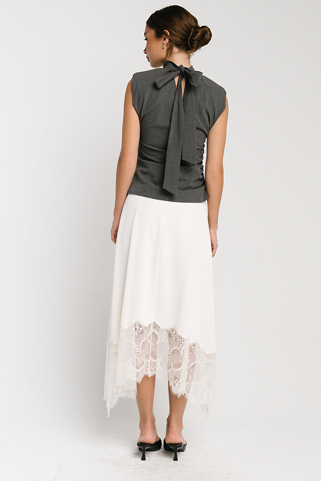 Rachelle Lace Midi Skirt in Cream