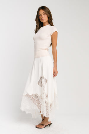 Rachelle Lace Midi Skirt in Cream