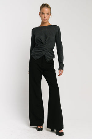 Gwen Criss Cross Sweater in Charcoal
