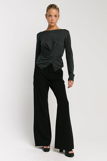 Gwen Criss Cross Sweater in Charcoal