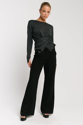 Gwen Criss Cross Sweater in Charcoal