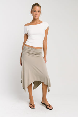 Lydia Asymmetrical Skirt in Taupe