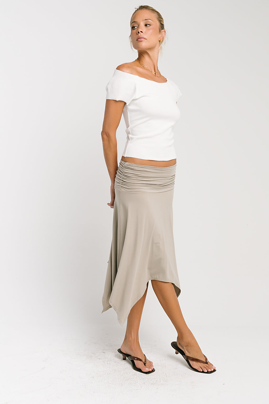 Lydia Asymmetrical Skirt in Taupe