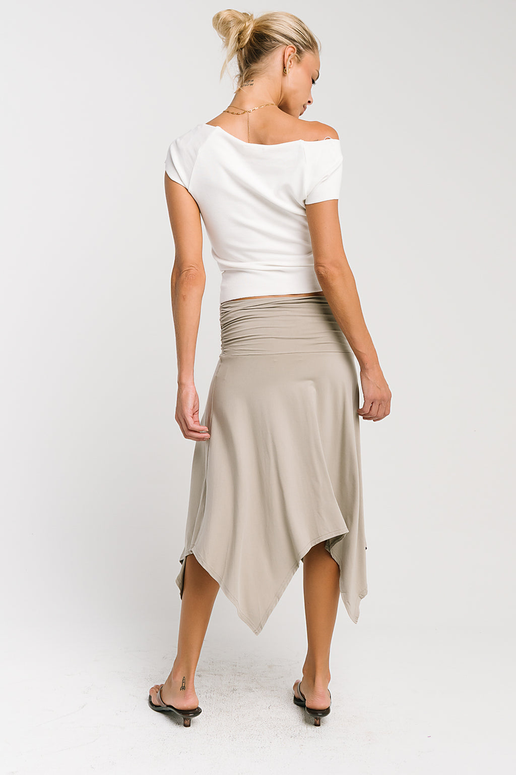 Lydia Asymmetrical Skirt in Taupe