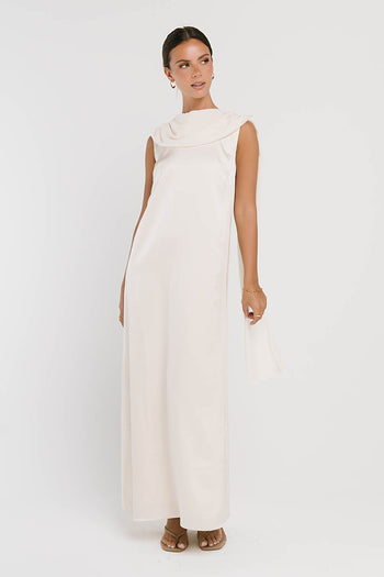 Lauren Satin Maxi Dress in Ivory