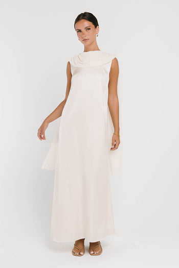 Lauren Satin Maxi Dress in Ivory