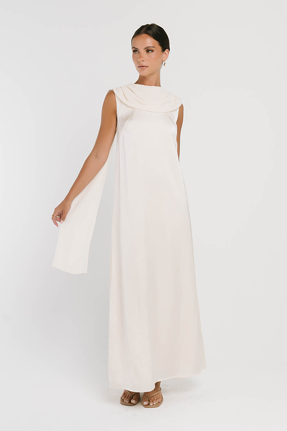 Lauren Satin Maxi Dress in Ivory