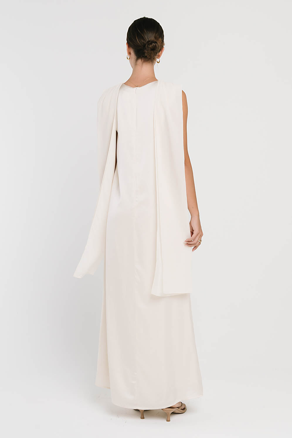 Lauren Satin Maxi Dress in Ivory