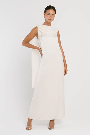 Lauren Satin Maxi Dress in Ivory