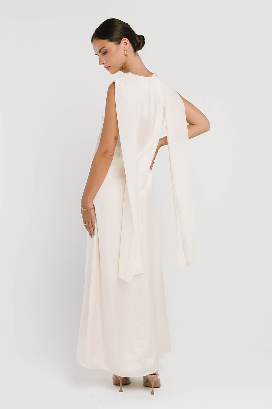 Lauren Satin Maxi Dress in Ivory