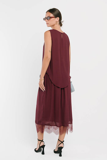Eleanor Tiered Midi Dress in Plum