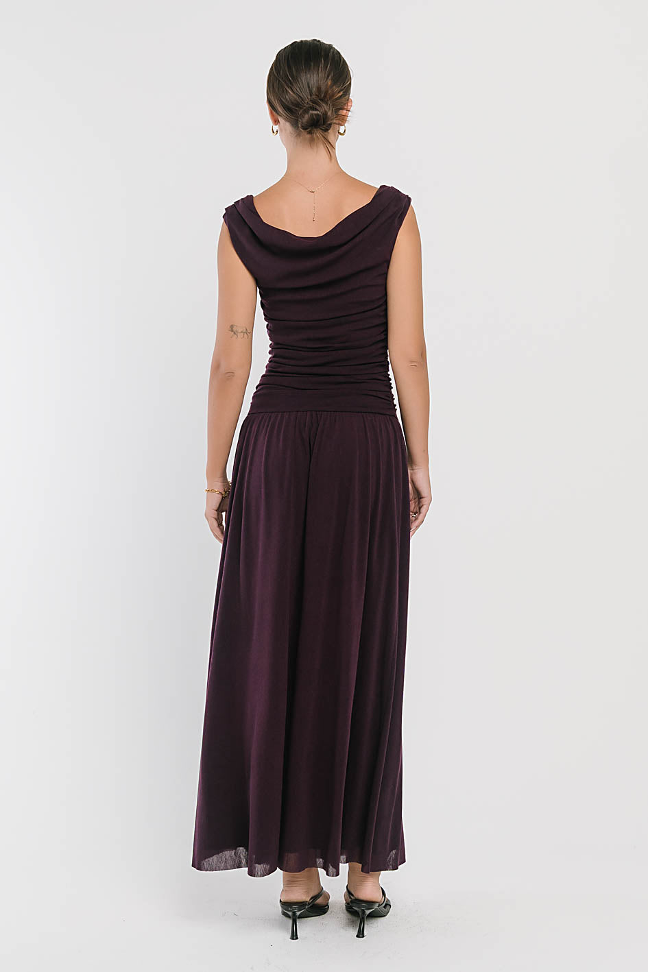 Luna Ruched Maxi Dress in Purple