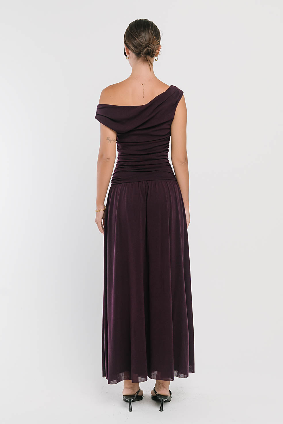 Luna Ruched Maxi Dress in Purple
