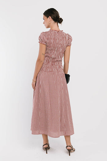 Opal Gingham Maxi Dress in Burgundy