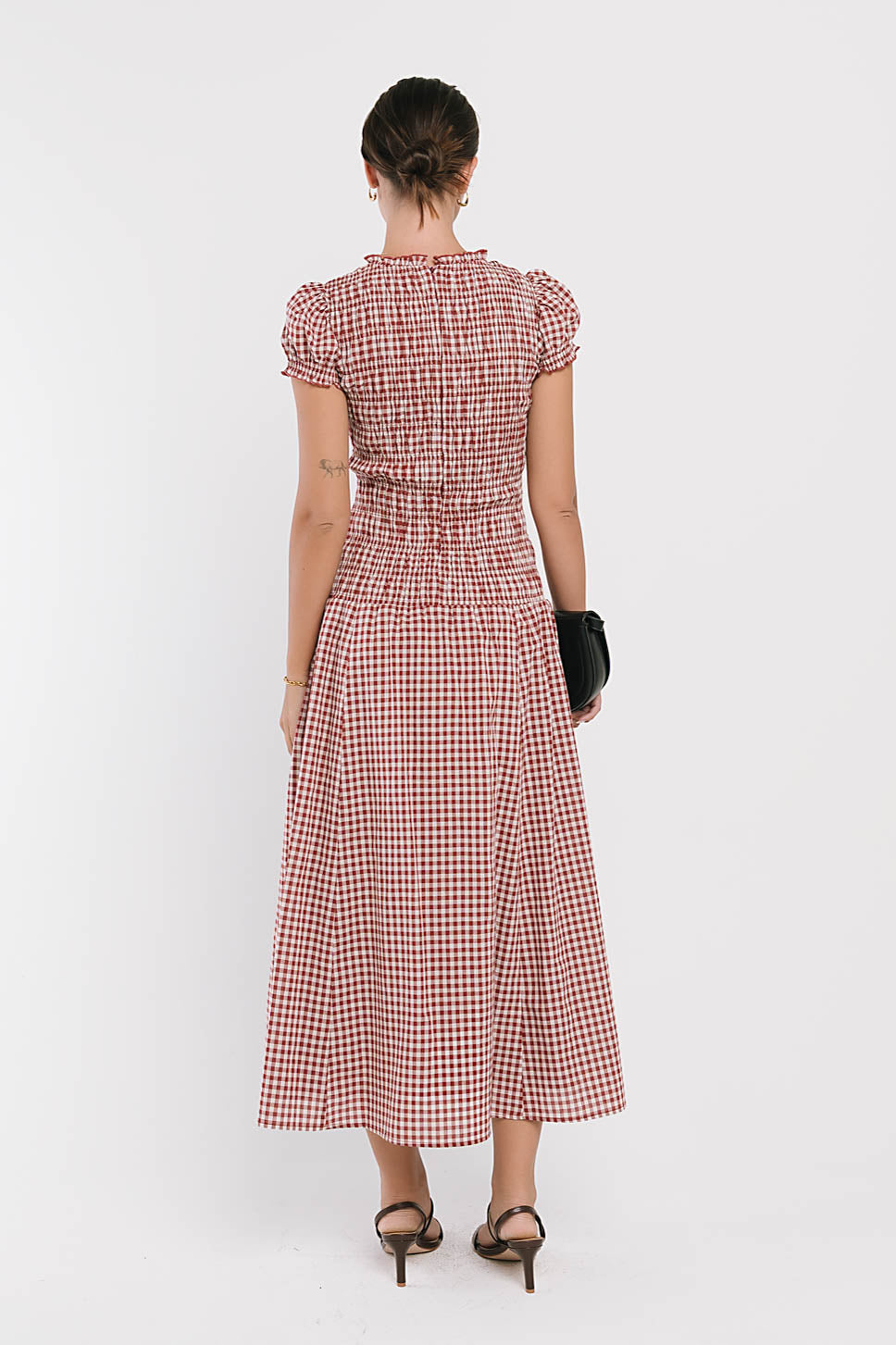 Opal Gingham Maxi Dress in Burgundy