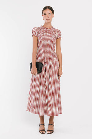 Opal Gingham Maxi Dress in Burgundy