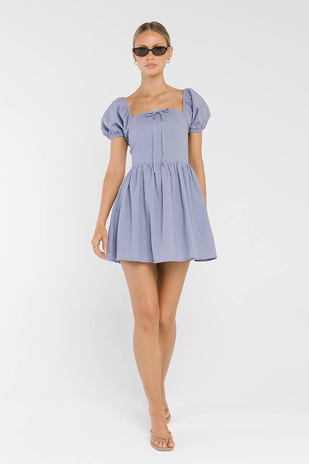 mini dresse Gracelyn Dress XL / Denim color-light-blue Red Swimsuit Cover Up Button Options:Eight 27 Ligne & Five 40 Ligne airy flare sleeves