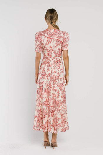 Lia Floral Midi Dress in Pink
