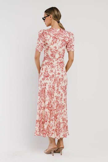Lia Floral Midi Dress in Pink