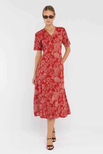 Lorie Maxi Dress in Rust