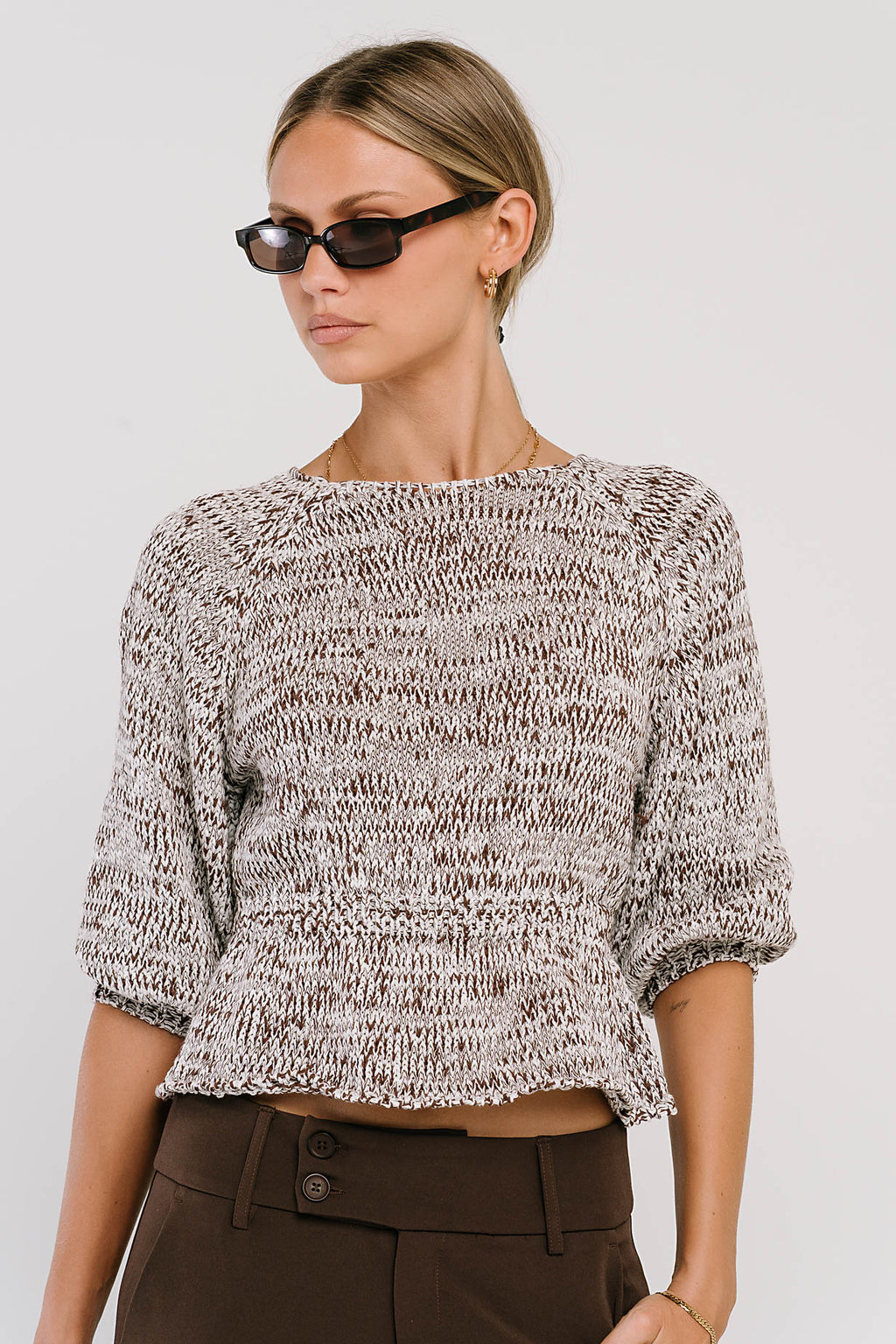 Maycie Two-Toned Sweater in Brown