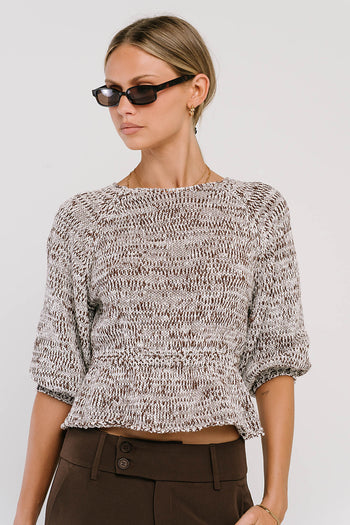 Maycie Two-Toned Sweater in Brown