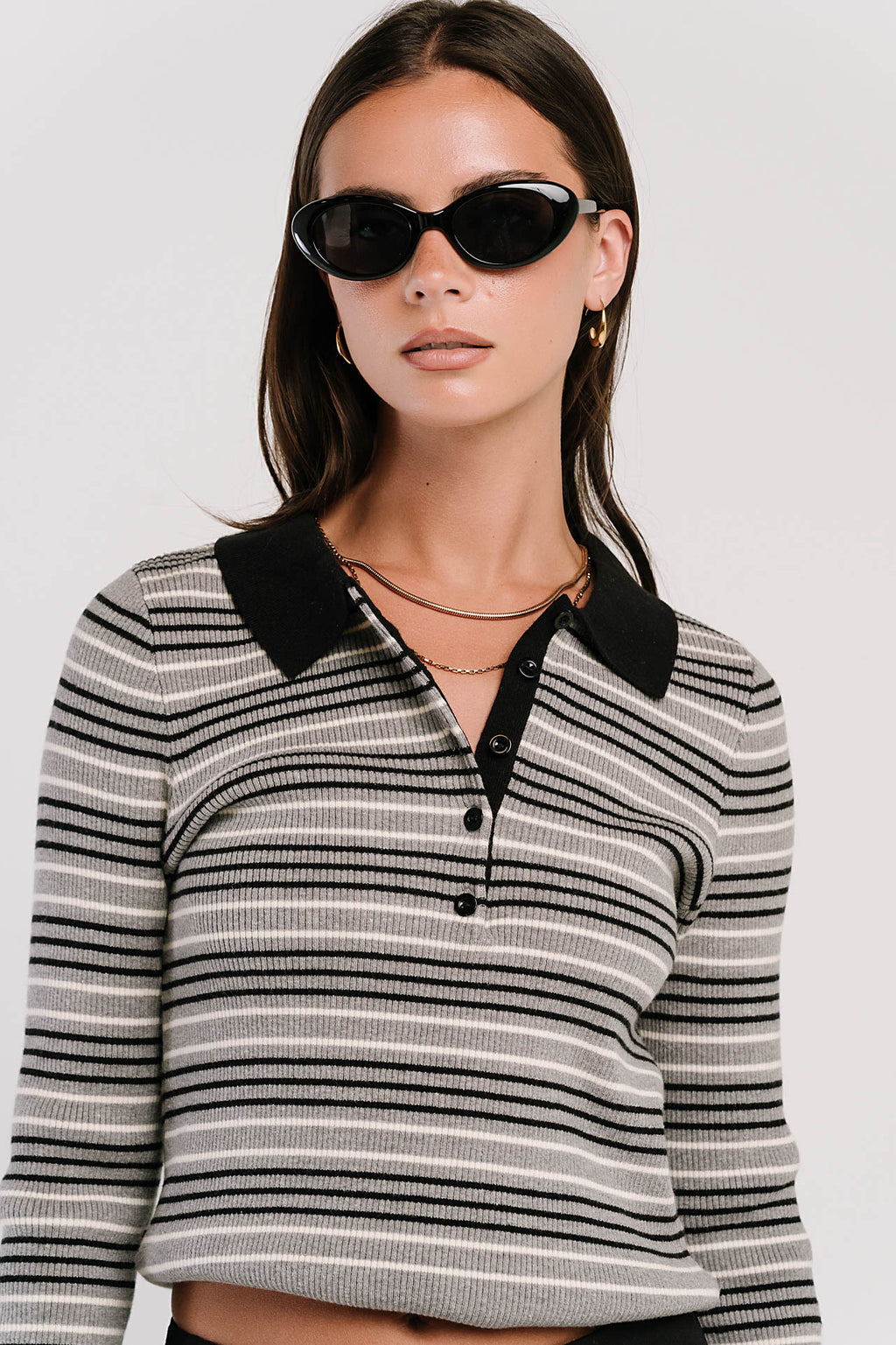 Romero Striped Sweater in Grey