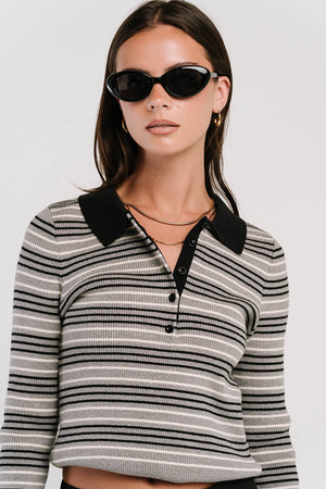 Romero Striped Sweater in Grey
