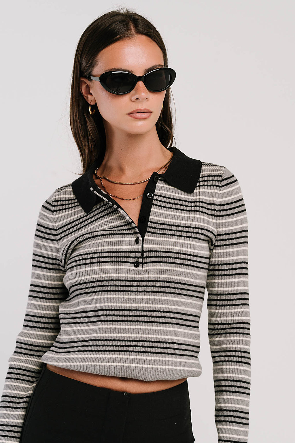 Romero Striped Sweater in Grey