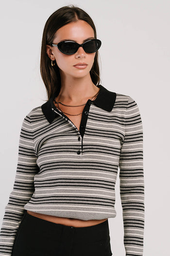Romero Striped Sweater in Grey