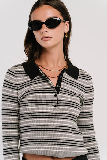 Romero Striped Sweater in Grey