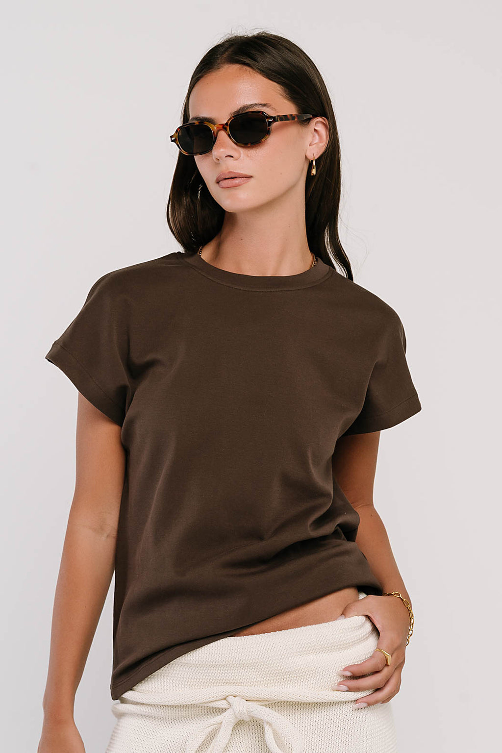 Elara Oversized Tee in Brown