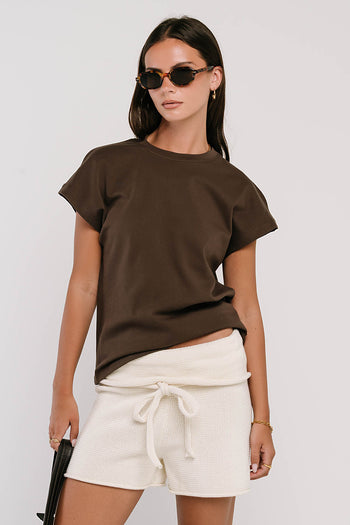 Elara Oversized Tee in Brown
