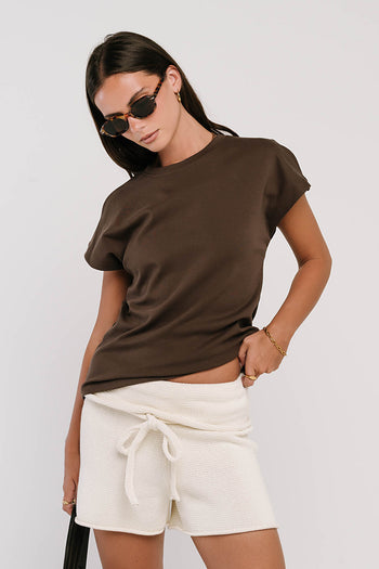 Elara Oversized Tee in Brown