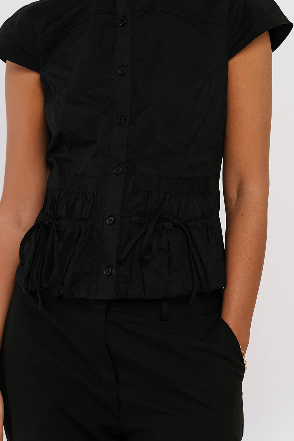 Mila Button Down Top in Black