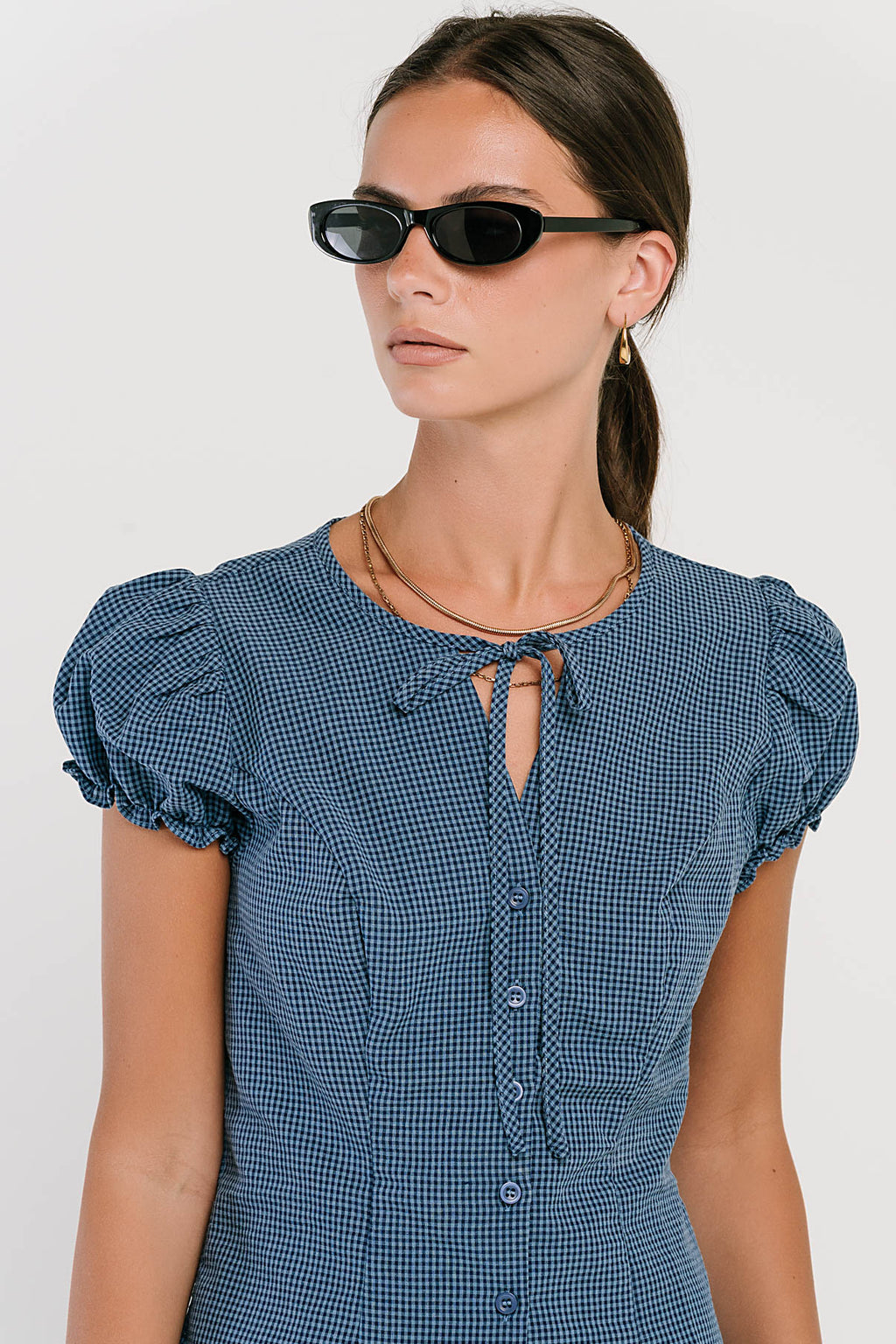Josie Button Up Top in Navy
