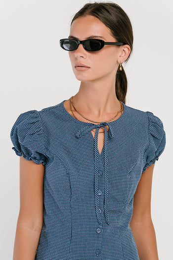Josie Button Up Top in Navy