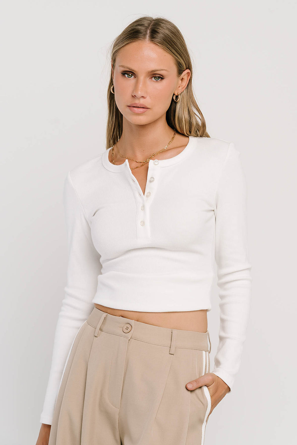 Riley Henley Top in Ivory