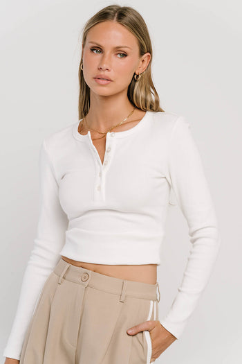 Riley Henley Top in Ivory