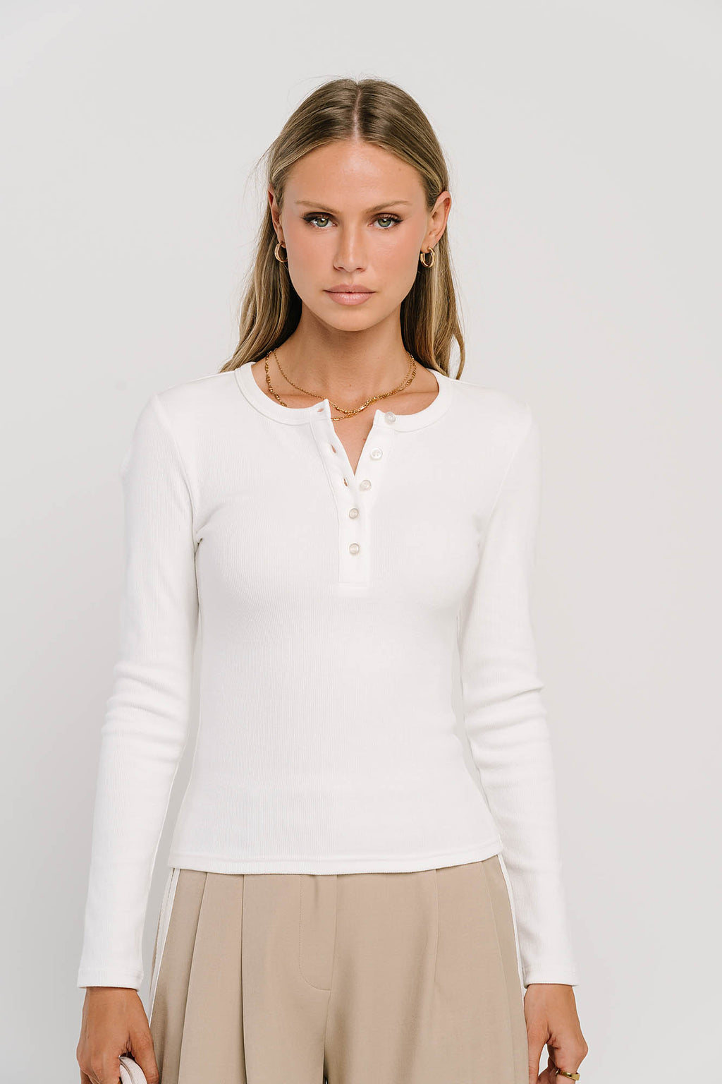 Riley Henley Top in Ivory