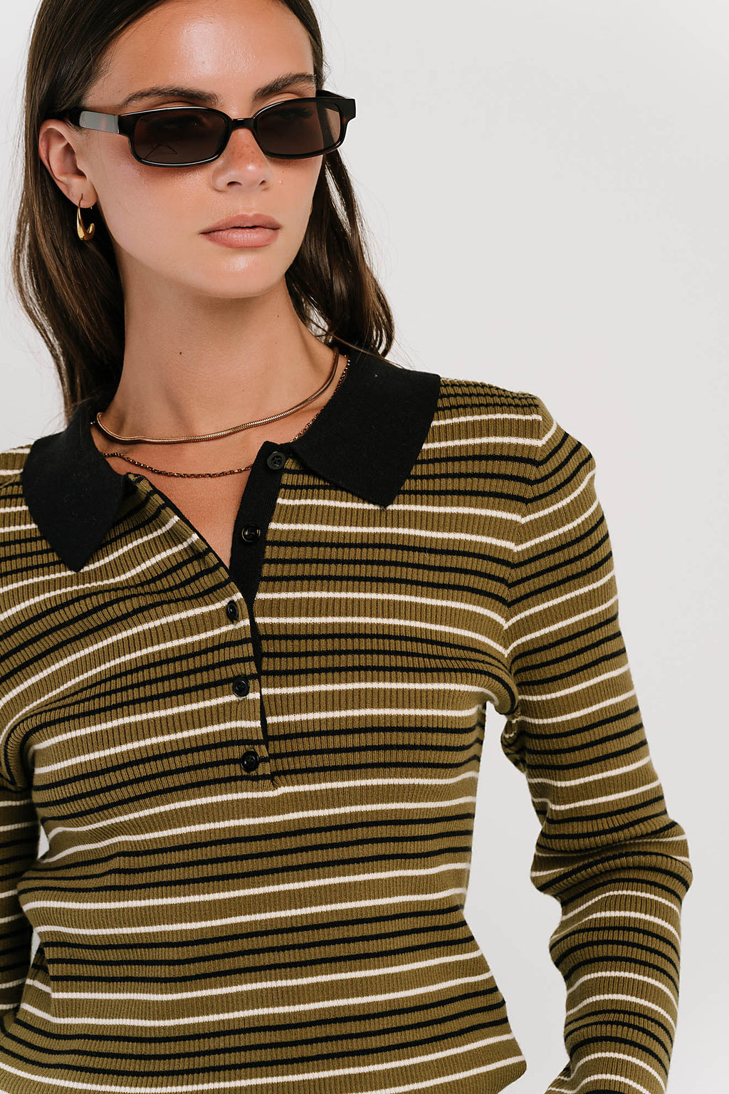 Romero Striped Sweater in Olive