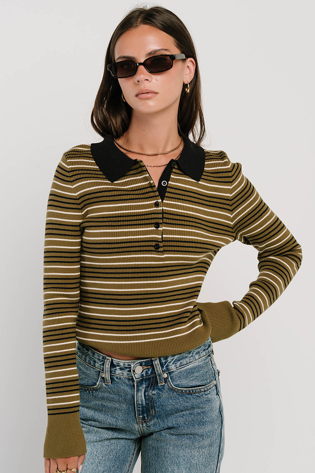 Romero Striped Sweater in Olive