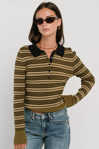 Romero Striped Sweater in Olive