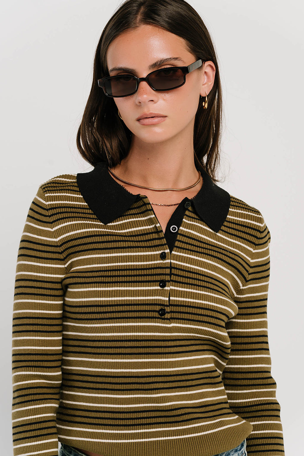 Romero Striped Sweater in Olive