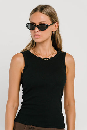 Jax Ribbed Tank in Black