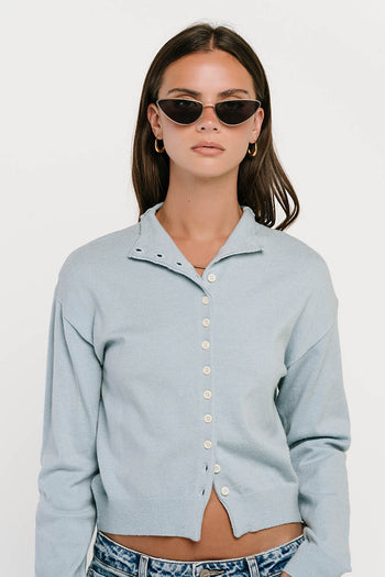 Maya Button Up Sweater in Blue