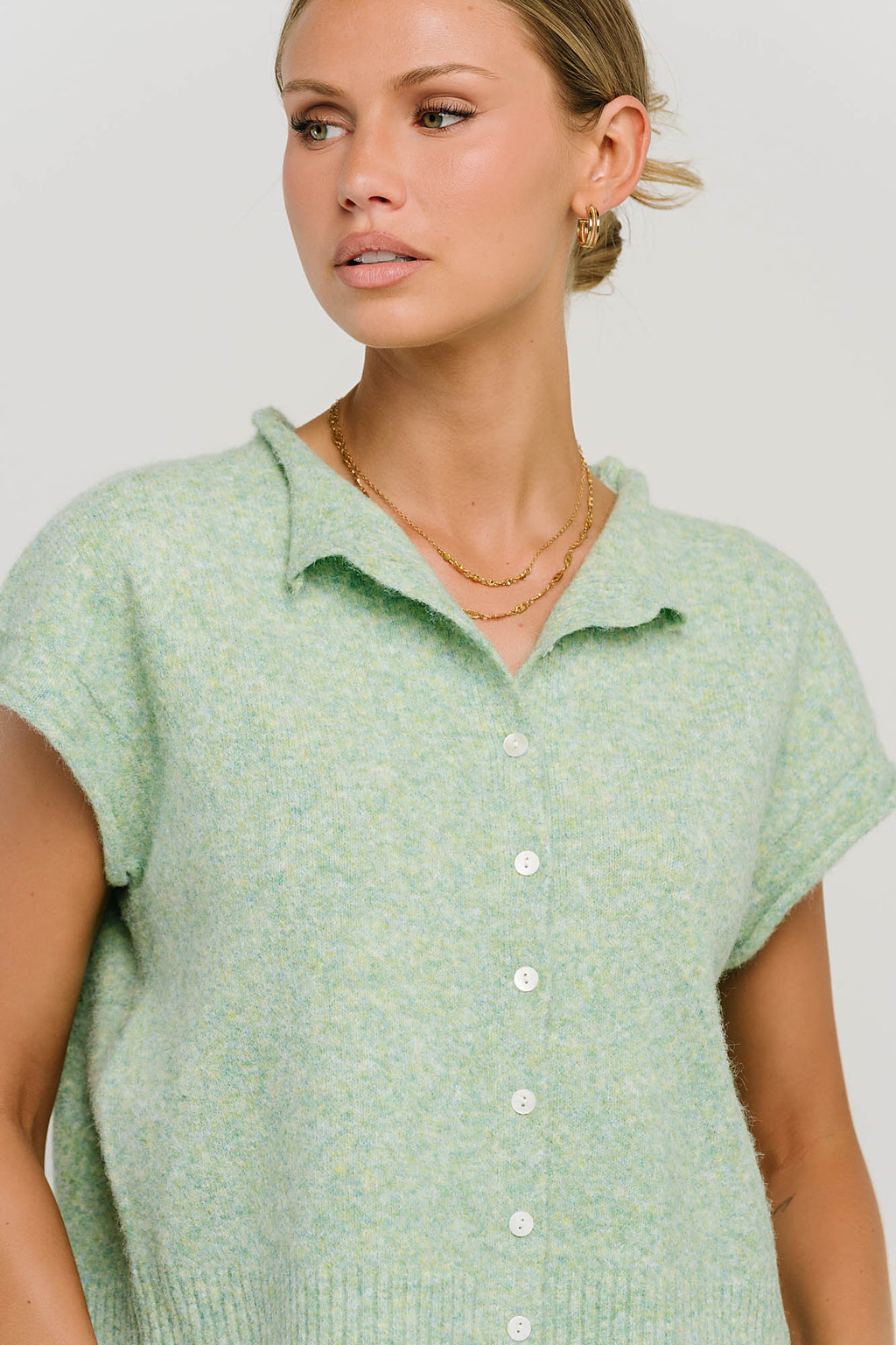Percey Knit Cardigan in Seafoam